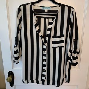 Francesca’s Striped Button Down Blouse